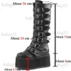 Stiefel Marke Halloween Geschenk Große Größe 34-48 Schwarz Gothic Stil Cool Punk Kalb Motorrad Stiefel Bequeme Flache Plattform Heels Frau Schuhe T231121