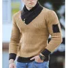 Мужские куртки Корейская мода Осенние мужские повседневные свитера в винтажном стиле Шерстяные водолазки Oversize 2023 Зимние теплые хлопковые пуловеры Свитера