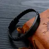 Браслеты-подвески Бесплатная индивидуальная черная металлическая идентификационная бирка из нержавеющей стали и браслет из искусственной кожи с застежкой-застежкой