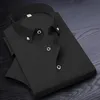 Camicie casual da uomo Camicia elegante da uomo non stirabile di alta qualità Manica corta Solido Abbigliamento maschile Fit Business Bianco Blu Navy Nero Rosso 230421