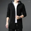 Pull homme mi-long pull tricoté homme automne/hiver manteau noir pardessus tendance décontracté fermeture éclair cardigan à manches longues à capuche