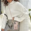 Crossbody Chain Magnetic Lychee Pattern Vogue Phone Case for iPhone 14 13 12 11 Pro Max Adjustable Lanyard Multiple Card Slots Solid Leather Wallet Bracket Back Cover