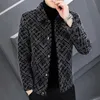 Mens Wool Blends Short Tweed Jacket Gold Mink Velvet Coat Mens Autumn and Winter Trend Stilta förtjockade Lapel Men 231120