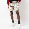 Designer Clothing short casual Rhude Cashew Flower Woolen Knitted Drawstring Jacquard Morant Same American High Street Trendy Beach Pants Shorts Running fitness