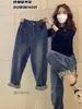 Jeans femininos y2k tamanho grande perna reta jeans feminino primavera e outono explosivo gordura mm fino harun rabanete papai calças 231121
