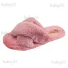 Slippers Winter Dames Beroemdheden Luxe Mode Harige Slippers Platte Hak Pluizig Bont Thuis Slides Kruisband Vloer Slaapkamer Schoenen Dames T231121