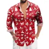 Chemises décontractées pour hommes Bouton d'impression de Noël pour hommes à manches longues Fit Formel Dress Up Convient aux quatre saisons en polyester