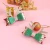 Hair Accessories 2pcs/Set Christmas Clips Girls Princess Kawaii Elk Ear Hairpins Glittering PU Leather Hairpin For Kids Xmas Party Gift