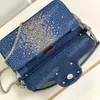 Top quality designer bag Mini Loco handbag Imitation crystal baguette bag Chain style crossbody bag Drilling bag Detachable leather handle