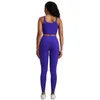 Active Sets Solid Color Gym Yoga Set strakke leggings sport fitness bh top 2pc pak uitgebreide training jogging vrouwen ronde nek u vorm