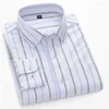 Męskie koszule 2023 Summer bawełniany długi rękaw Oxford Business Business Plaid Stripe Designer Plus Size Men Shirt S-5xl