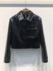 Женская кожаная куртка 2023, модная женская куртка с крокодиловым узором, яркая лакированная дубленка, натуральный топ в стиле панк Q