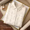 Women's Blouses Satin Shirts Flower Vintage Polo-neck Silk Ladies Clothing Spring/Summer Loose Long Sleeves Tops YCMYUNYAN