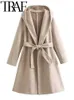 Giacche da donna TRAF Oversize Donna Trench Cappotto Addensato Felpa con cappuccio Manica lunga con cintura Giacca ampia Cappotto femminile Frangivento 2023 Inverno 231121