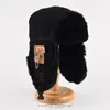 Trapper Chapéus Bomber Chapéu Homens Mulheres Grosso Quente Russo Ushanka Fur Moda Masculino Feminino Inverno Preto Cinza Earflap Ski Cap 231121