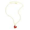 Pendentif Colliers FLOLA Romantique Valentine Cadeaux Coeur Rouge Pour Femmes Cuivre Plaqué Or Collier Court Amant Couple Bijoux Nkeb728