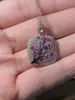 Chains Delicate Jewelry Red/Pink Zircon Leaves Cherry Tree Branch Pendant Necklace For Women 925 Sterling Silver Kolye Collares