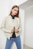 Kvinnors lädermoto Biker Zipper Jacket Asymmetrisk vinterrock faux pälsbomber ytterkläder harajuku kläder beige