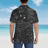 Mäns avslappnade skjortor skjortstjärna konstellation stellar zodiak kort ärm toppar lapel sommar