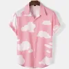 Men's Casual Shirts Short Sleeve Cloud Printed Tops Hawaiian Holiday Fashion Unisex Shirt Summer Tees Oversized Clothing 230421