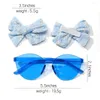 Hair Accessories 1 Set Lace Embroidered Hairclips Glasses For Kids Leopard Print Hairpins Girls Vintage Protective Sunglasses