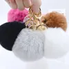 Porte-clés 1 pièces 8 cm fausse fourrure marque sac porte-clés pompon voiture porte-clés couleur or chaînes Pompons faux renard lapin fourrure charmes chaîne 231120