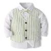 Комплекты одежды Детский наряд Формальный костюм из трех предметов для мальчиков Классическая рубашка Жилет Брюки Классический смокинг Платье для малышей Обручальное кольцо