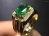 Pierścienie klastra KJjeaxcmy Fine Jewelry Natural Emerald 925 Sterling Srebrny Regulowany szlachetny kamień