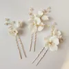 Pinces à cheveux à la main perle fleur épingles pour femmes mariée bijoux accessoires de mariage strass fête épingle à cheveux casque