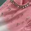 Dames jeans los voor vrouwelijke roze broek 2023 lente hoge taille diamant brede poten broek vrouwelijk gewassen cowboymeisjes Jean
