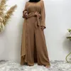 Vêtements ethniques Femmes Musulman Ensembles Mode Manches longues Une pièce Pantalon à jambes larges Élégant Abaya Solid Casual Femme Dubaï Turquie Islam Robe