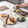 Platen natuurlijk houten bord met leisteen stenen lade keuken sushi bbq bord kussen steak dessert cake keuken schotel restaurant benodigdheden