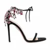 Женская обувь модна высококачественная кожаная хрустальная обувь Aquazzura Женская обувь на высоких каблуках