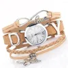 腕時計のドゥーヤブランドの女性のための豪華なシルバーハートペンダントレザーベルトクォーツクロックレディースリスト2023 ZEGAREK DAMSKI