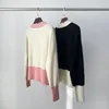 Women's Knits 2023 Autumn Women Contrast Color Cashmere Long-sleeved V-neck One-button Sweater Top