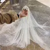 Pérolas de noivas elegantes pérolas de miçanga véu de uma camada Catedral Long Ivory Tule Wedding Acessórios