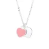 Ism Necklace Simple Love Oil Dripping Enamel Red Blue Pink Three Color Heart-shaped T Necklace Clavicle Chain Women's Jewelry