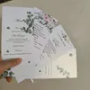 Cartes de vœux Décoration d'assiette de dîner 50pcs Cartes de menu de mariage personnalisées Papier perlé Nom personnel Date Vin Rouge Flara Motif N'importe quelle langue 231102