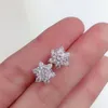 Stud Earrings Silver Star Cut Diamond Test Total 2 Carat Excellent VVS1 D Color Moissanite Snowflake Women 925 Jewelry