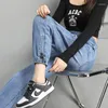 Jeans da donna Streetwear Vita alta Jogger Harem Donna Casual Pantaloni sportivi in denim vintage Pantaloni coreani con coulisse Vaqueros alla caviglia