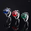 Bagues de cluster Vintage 925 Sterling Silver 12mm Ruby Emerald Sapphire Gemstone pour femmes Charms Fine Bijoux Cadeau d'anniversaire