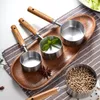 Outils de mesure ensemble de cuillères accessoires de cuisine manche en bois tasses en acier inoxydable cuillères cuisson café balance de bar