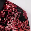 Trajes para Hombres Traje De Banquete De Boda De Lujo para Hombres Chaqueta con Bordado Floral Lentejuelas Brillantes Blazer De Terciopelo Fiesta De Noche Abrigo De Esmoquin Traje De Escenario De Anfitrión