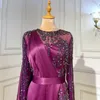 Party Dresses Muslim Grape Purple Luxury aftonklänningar 2023 Högdelad satin för kvinnor BLA71456 Serene Hill