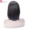 Parrucche per capelli umani dritti corti Bob per donne nere Parrucca anteriore in pizzo brasiliano pre pizzicato parte T con frangia Remy 150%