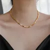 Chaînes Titane Acier Plaqué Or 18 carats Cassé Argent Sucre Collier Femme Lumière Luxe Niche Design Sense Clavicule Chaîne