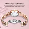 ساعة معصم SDOTTER 2023 العلامة التجارية Women Watches Fashion Square Ladies Quartz Watch Pracelet Set Green Dial Simple Rose Gold Mesh W