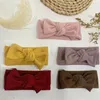 Accessoires pour cheveux Couleur unie pour enfants Tricoté Rayé Bandeau Mode À La Main Bowknot Bandeau Élastique Infantile Chapeaux Vêtements