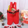 Weihnachtsdekorationen, 2 Stück, Vliesstoff, fröhliche Weihnachtsmann-Hosen, Weihnachtsgeschenktüten, Süßigkeitenbeutel, Weinflaschenhalter