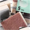 Sponges & Scouring Pads Mti Color 5-Piece Kitchen Dishwashing Sponge Double-Sided Cleaning Thickened Wi Pot Stove And Drop Delivery Ho Otqfi